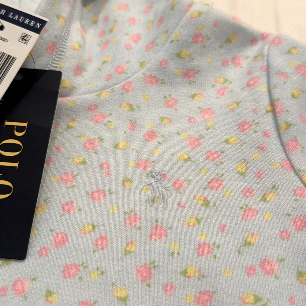 NWT Ralph Lauren Kids' Pastel Blue Floral Fleece Hoodie